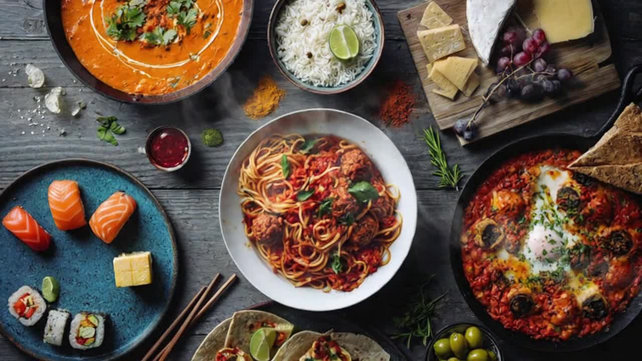 A Beautiful Glimpse of World Cultures Through Diverse Cuisines in One Enticing Moment