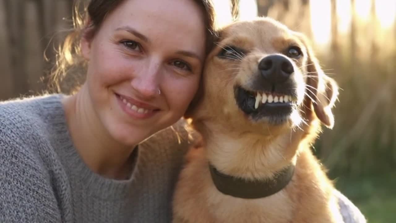 A Quiet Funny Moment Between a Cute Dog and Its Human Owner in Everyday Life
