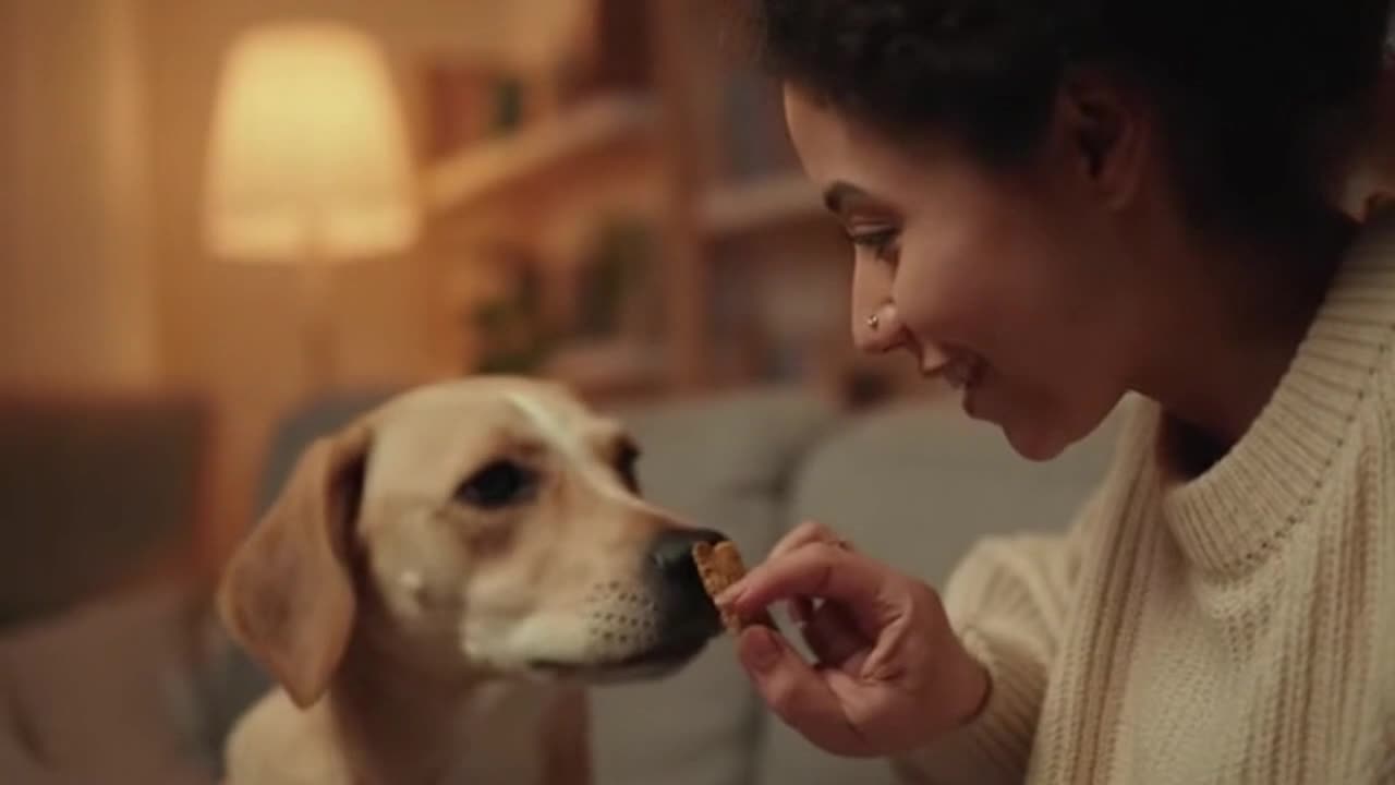 A Short, Heartwarming Moment of a Cute Dog and Owner Sharing an Unscripted Funny Beat