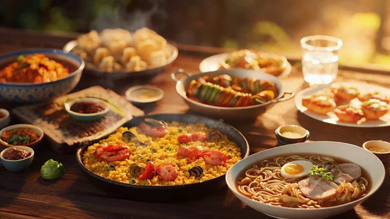 A Quiet Moment Where Global Cultures and Cuisines Meet in a Beautiful, Enticing Visual Scene