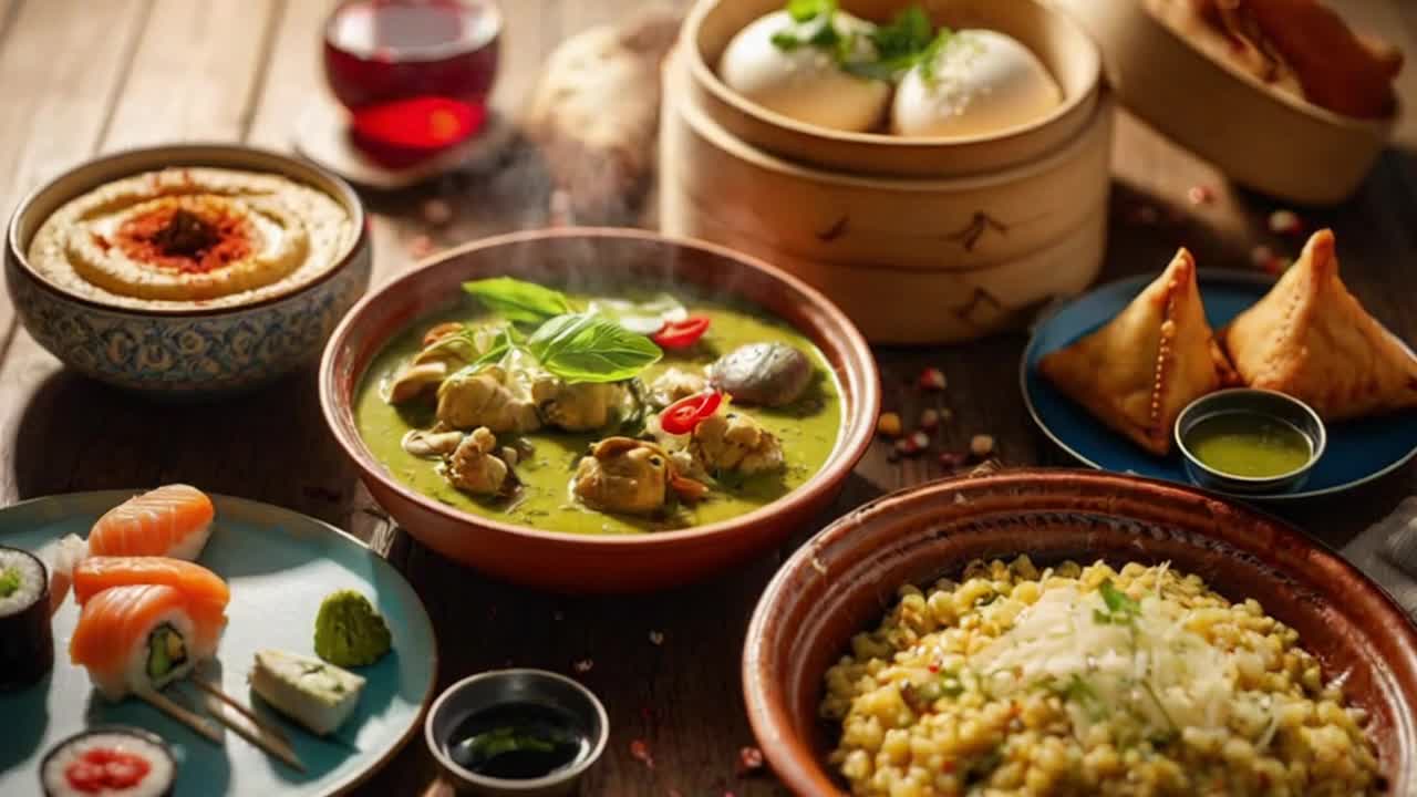 A Quiet Moment of World Cultures Told Through Colorful Cuisines and Shared Visual Harmony