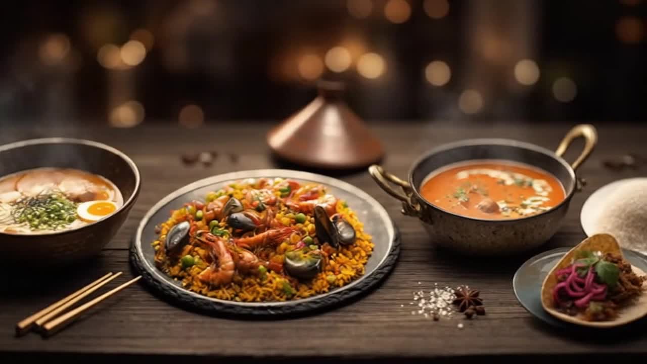 A Beautiful Glimpse of World Cultures Through Colorful Global Cuisines in One Enticing Moment