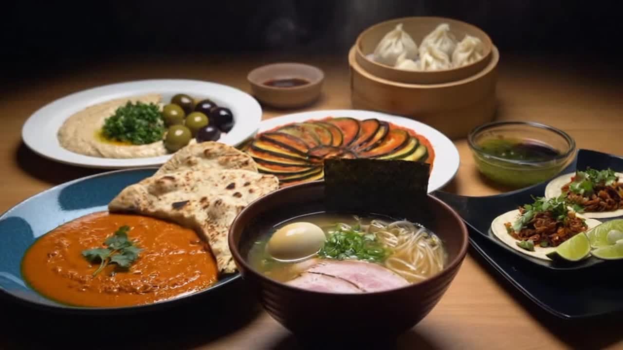 A Beautiful Glimpse of World Cultures Through Diverse Cuisines in a Clean, Modern Visual Moment