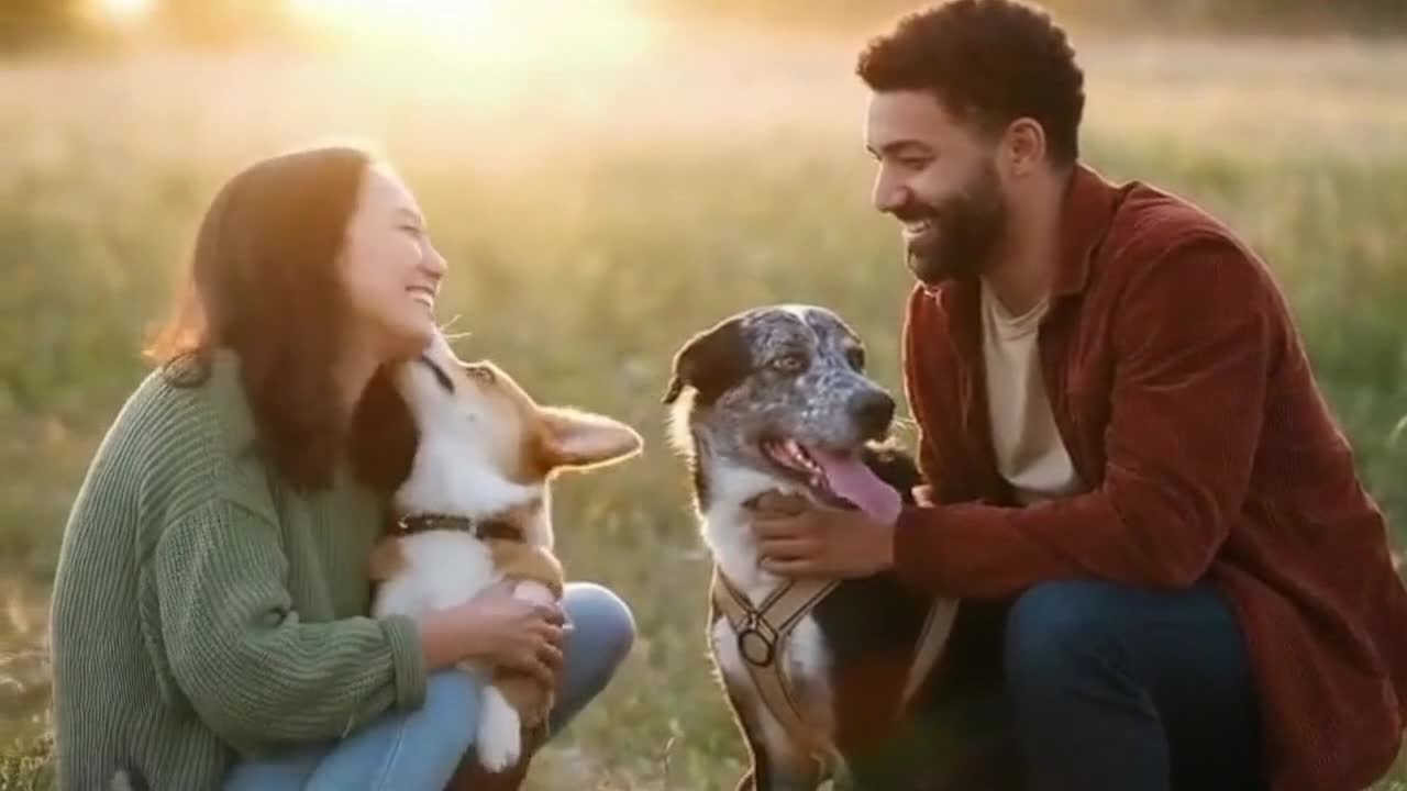 A Sweet, Funny Moment Between Cute Dogs and Their Human Owners That Feels Real and Joyful