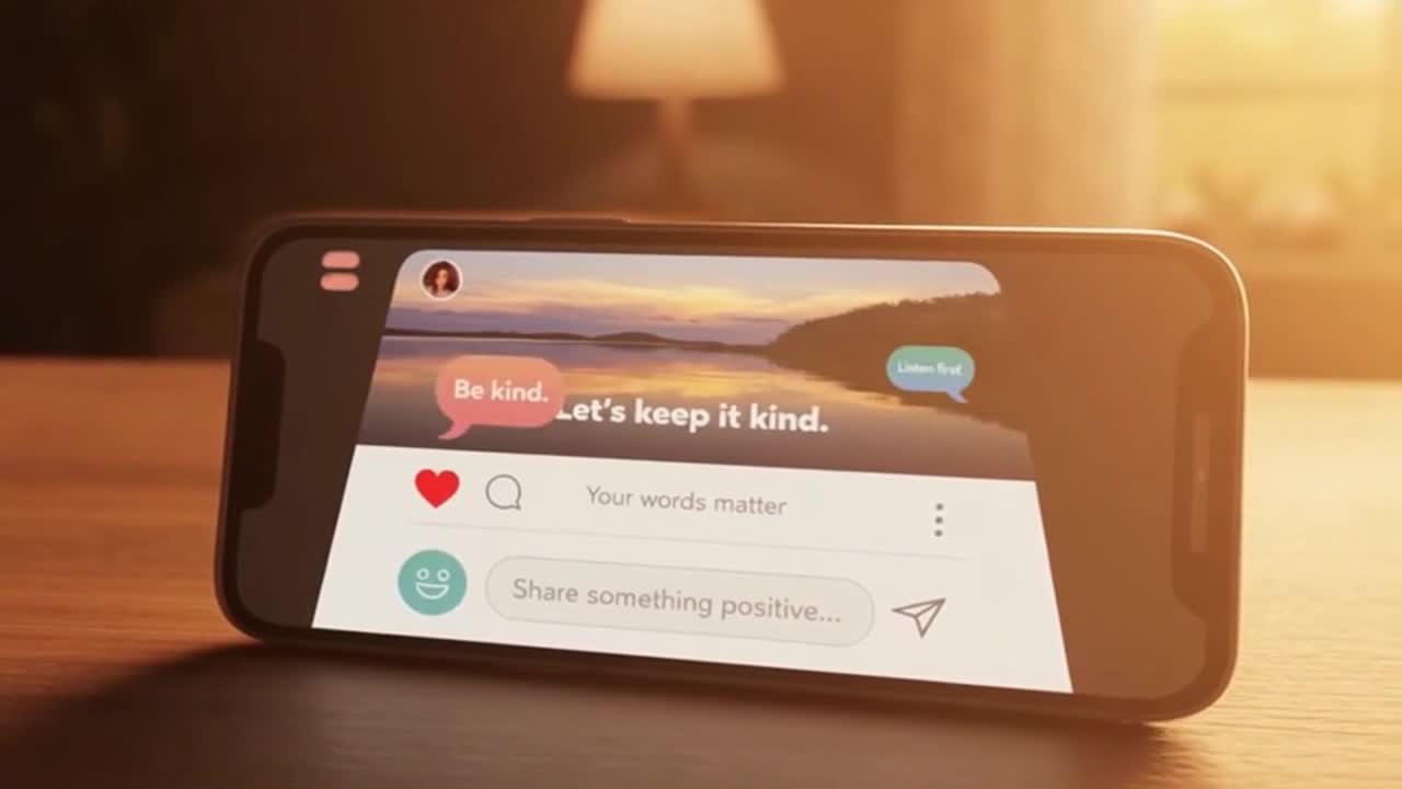 Friendly Community Reminder Encouraging Positive and Respectful Conversations Online