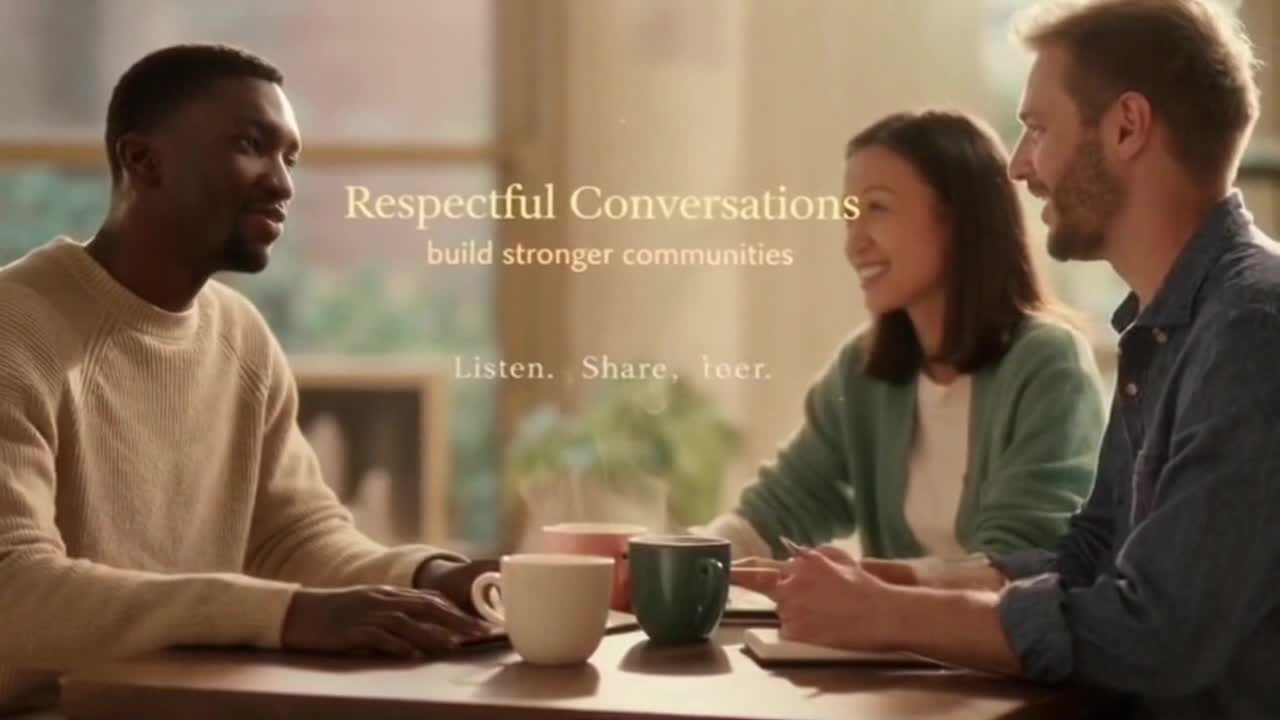 Friendly Community Reminder Encouraging Respectful Conversations and Positive Family-Friendly Discus