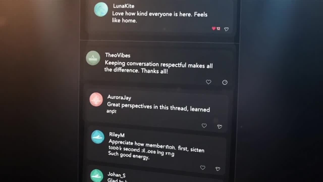 Friendly Community Reminder Encouraging Respectful and Positive Online Conversations