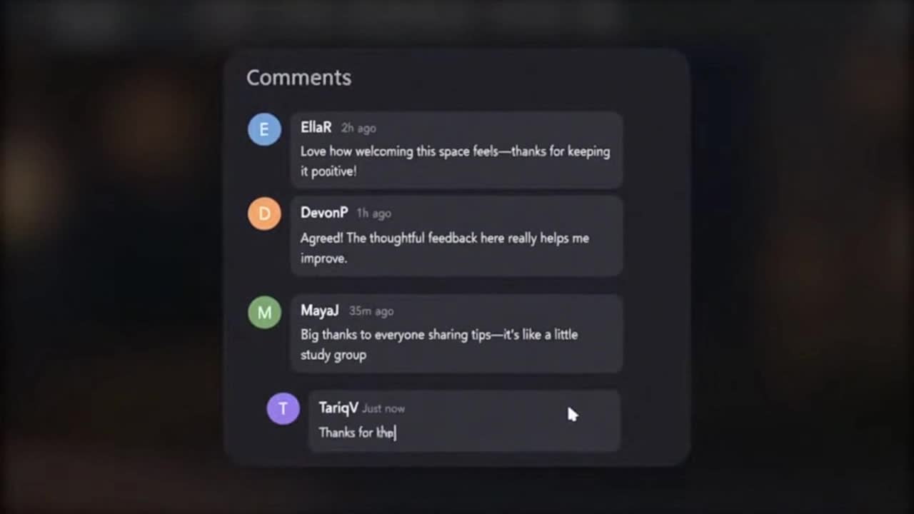 Friendly Community Messages Encouraging Respectful Comments and Positive Online Engagement