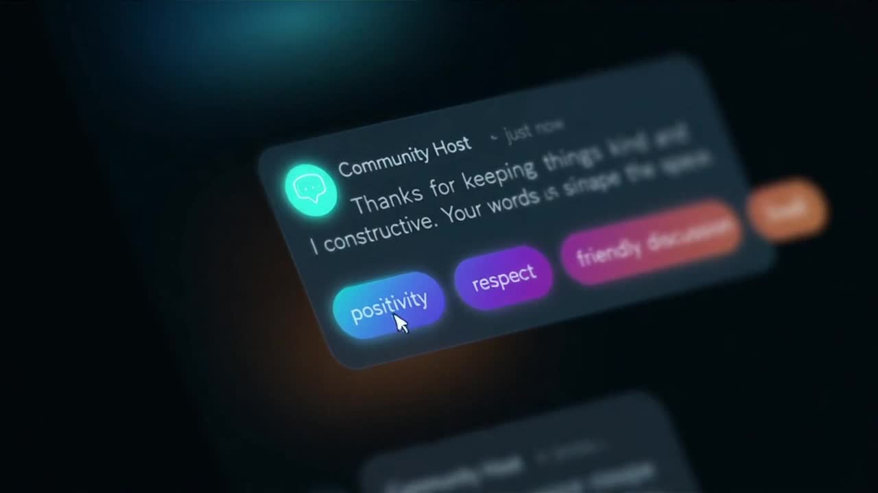 Friendly Community Reminder Encouraging Positive Conversations and Respectful Engagement Online
