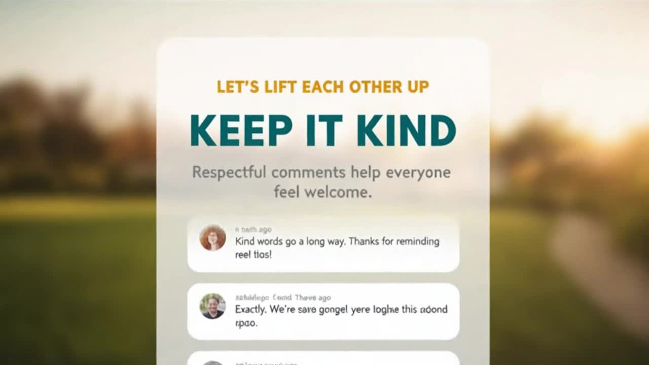Friendly Community Reminder Encouraging Respectful Positive Comments and Supportive Engagement