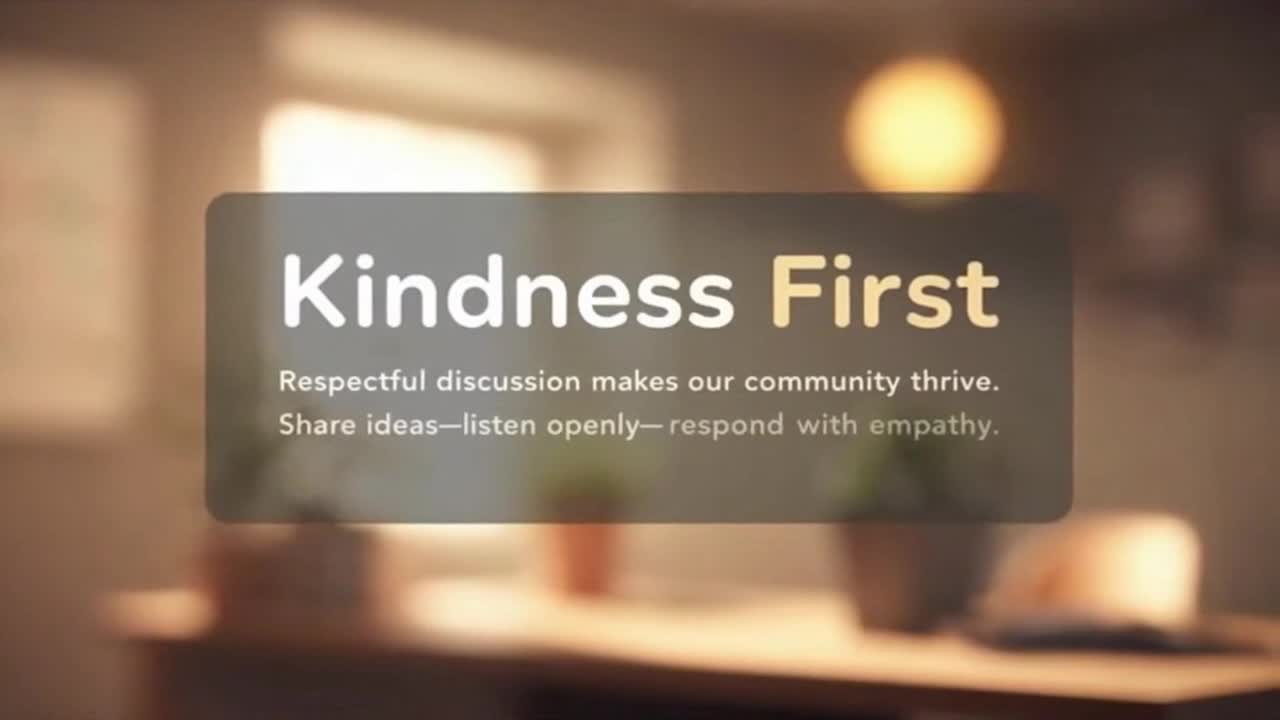 Friendly Community Reminder Encouraging Respectful Positive and Family-Friendly Conversations
