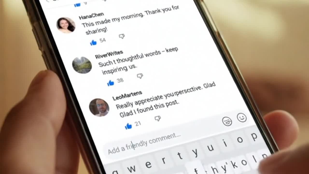 Friendly Community Reminder Encouraging Respectful and Positive Family-Friendly Conversations Online