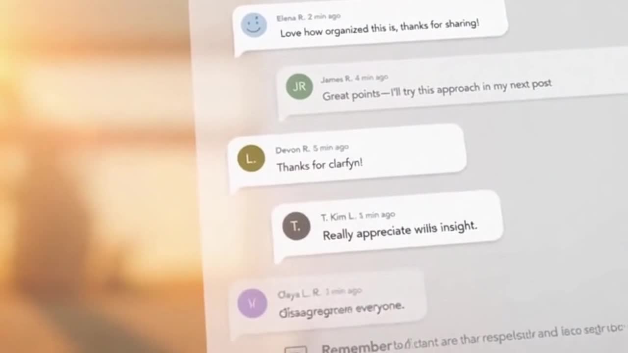 Friendly Community Reminder Encouraging Respectful Comments and Positive Online Interactions