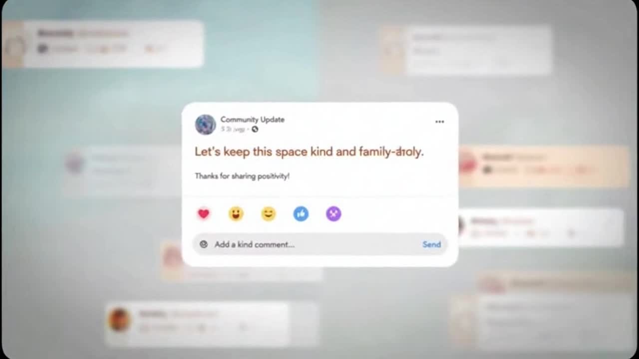 Friendly Community Reminder Encouraging Respectful and Family-Friendly Conversations Online