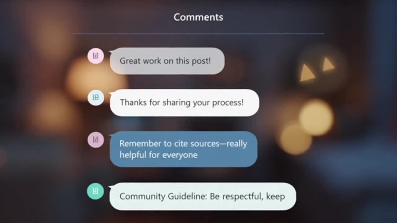 Friendly Community Reminder Encouraging Respectful Comments and Positive Online Interactions