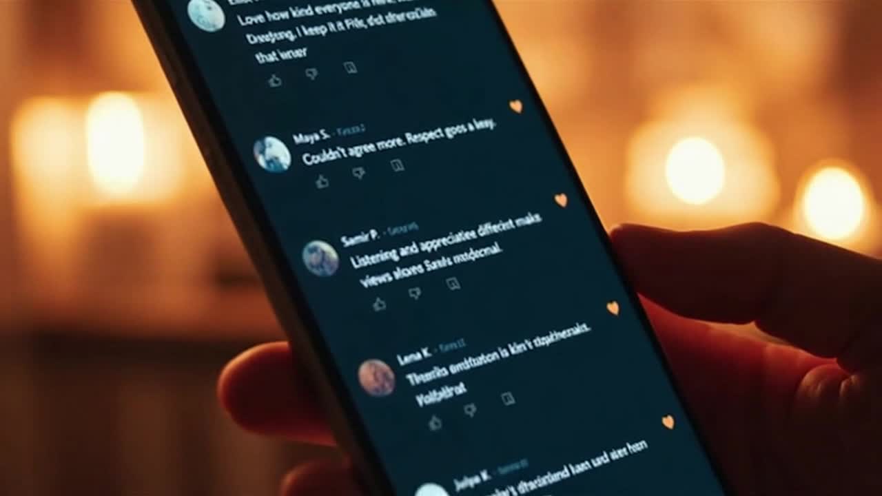 Friendly Community Reminder Encouraging Respectful and Positive Conversations Online