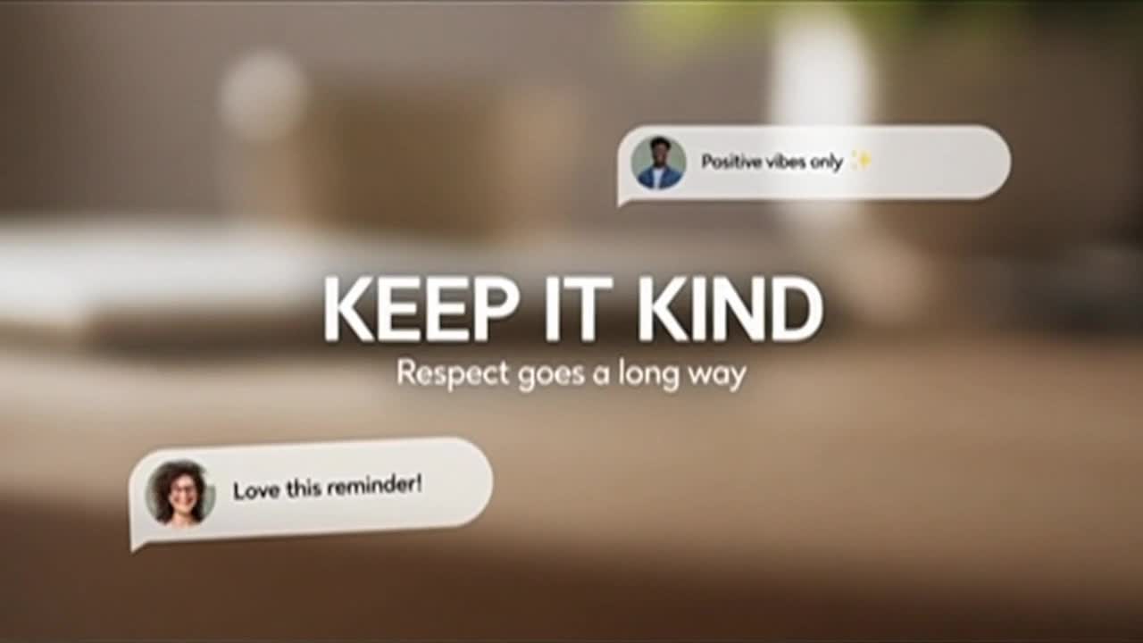 Friendly Community Reminder Encouraging Respectful Family-Friendly Conversations Online