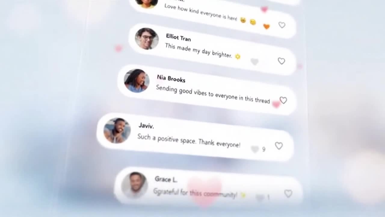 Friendly Community Reminder Encouraging Positive Comments and Respectful Conversations Online