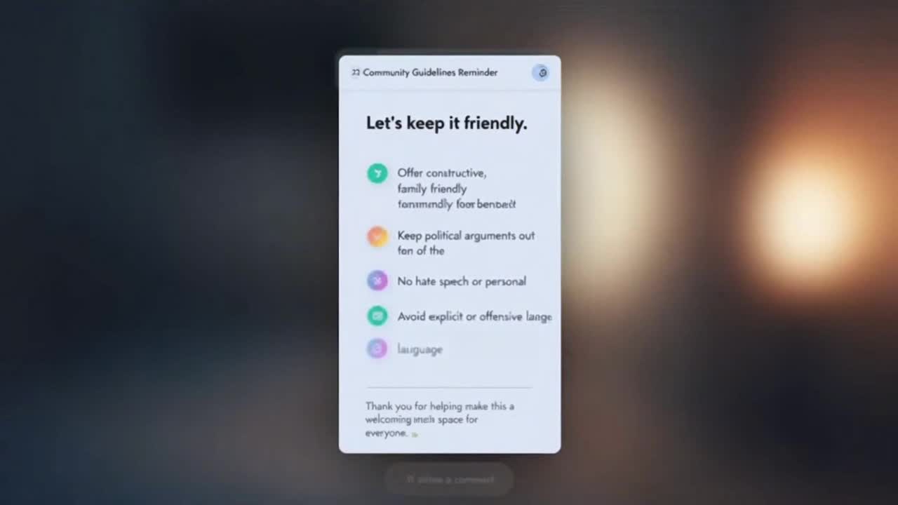 Friendly Community Reminder Encouraging Respectful Family Friendly Conversations Online