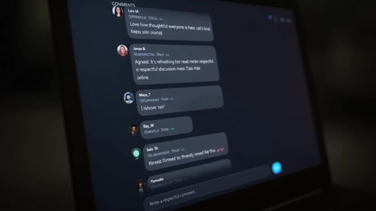 Friendly Community Reminder Encouraging Respectful and Positive Conversations Online