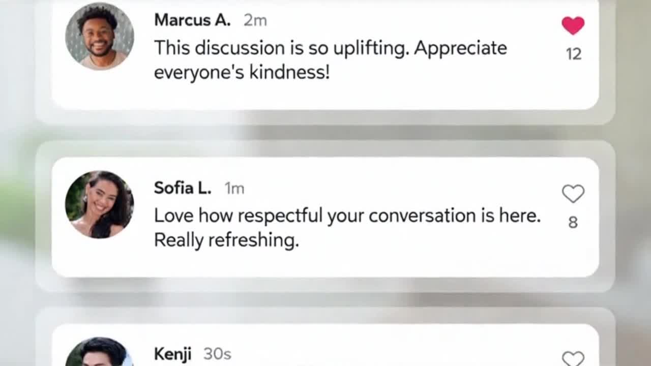 Friendly Community Guidelines Animation Encouraging Respectful and Family-Friendly Comments Online