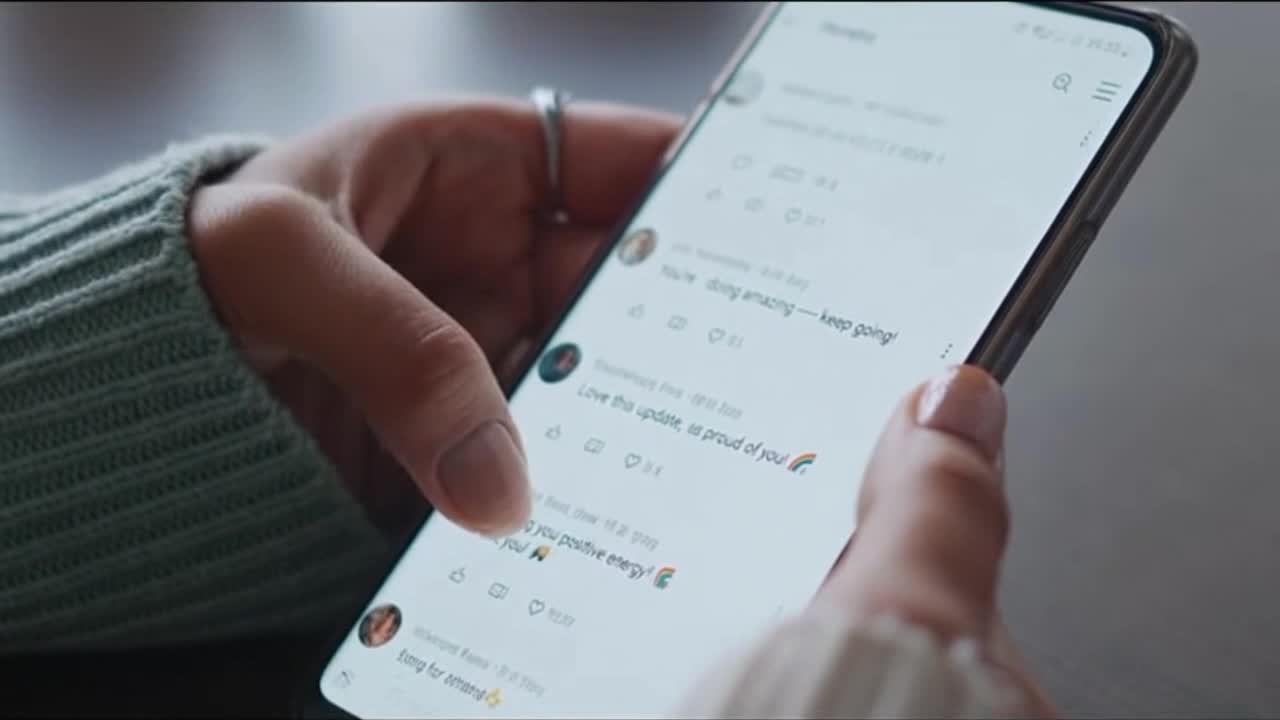 Positive Community Reminder Encouraging Respectful Comments and Supportive Conversations Online