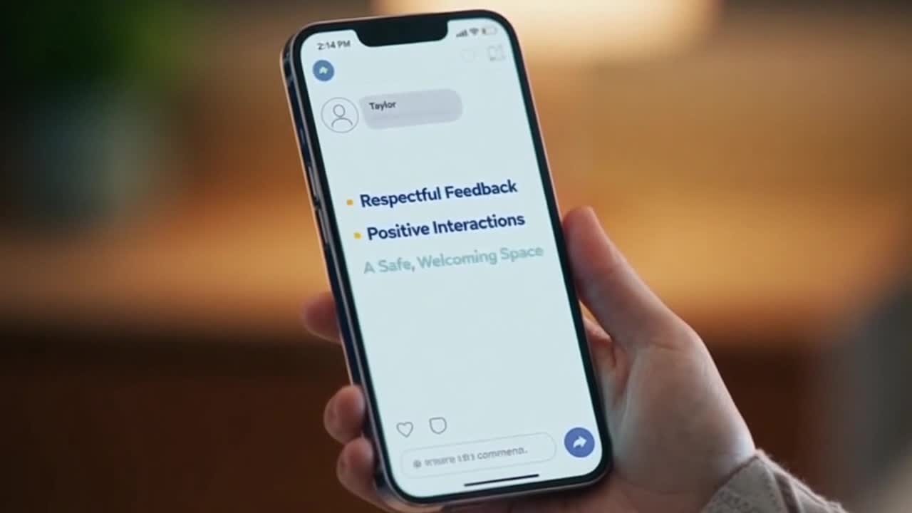 Friendly Community Reminder Encouraging Respectful Comments and Positive Conversations Online