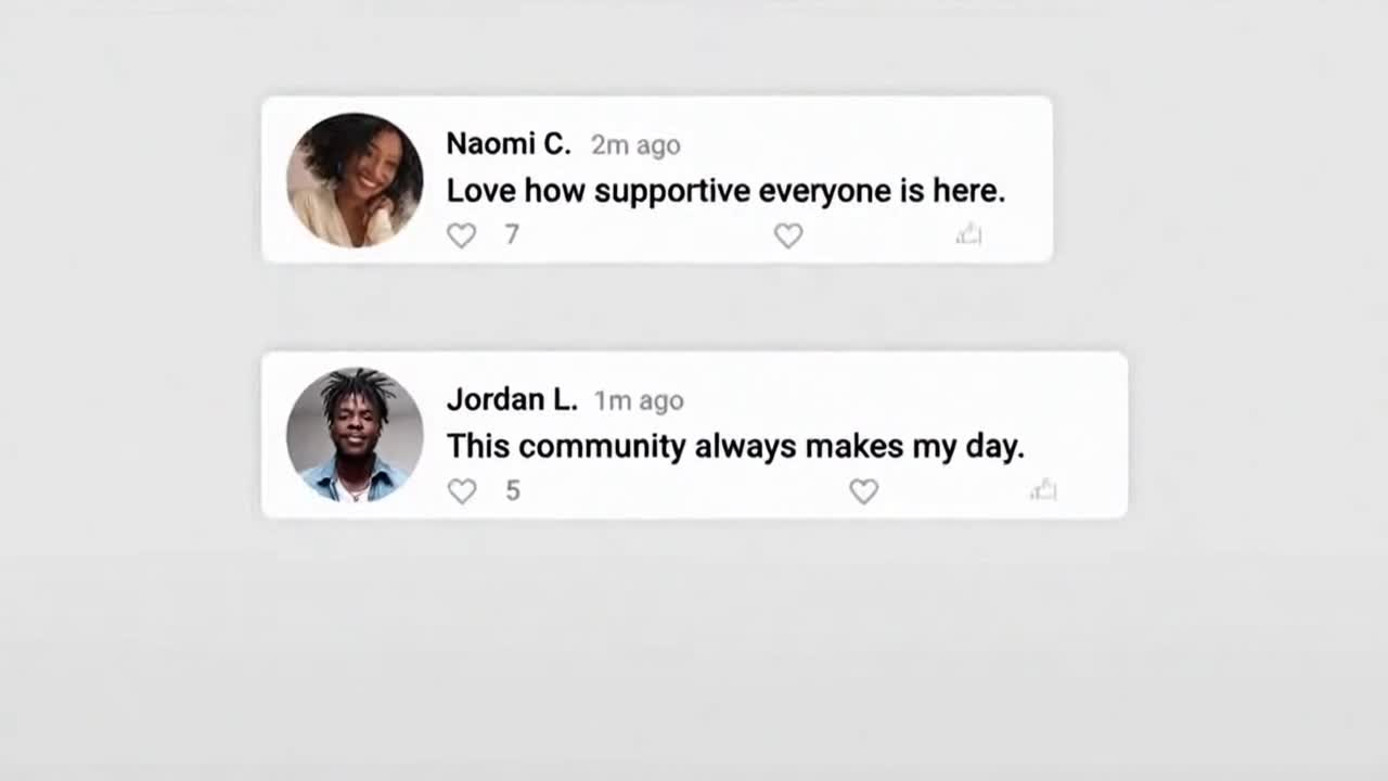 Positive Community Message Encouraging Respectful and Supportive Online Conversations