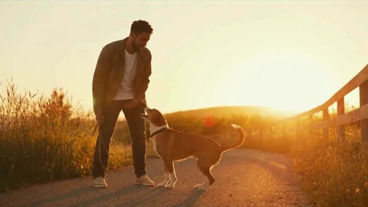 Cute Dogs Sharing Funny Everyday Moments With Their Human Owners in Soft Evening Light