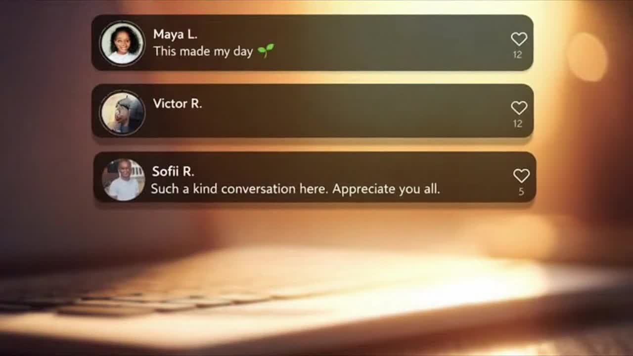 Supportive Online Community Message Encouraging Respectful and Positive Conversations