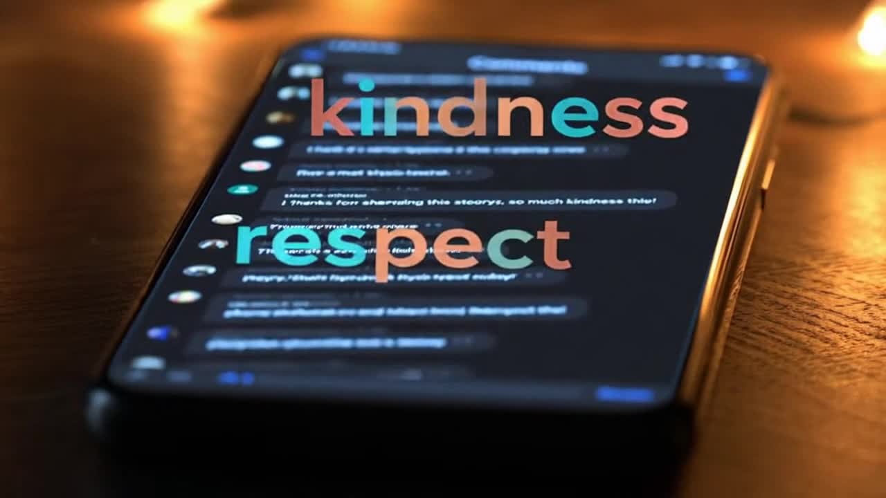 Friendly Community Reminder Encouraging Respectful and Positive Conversations Online