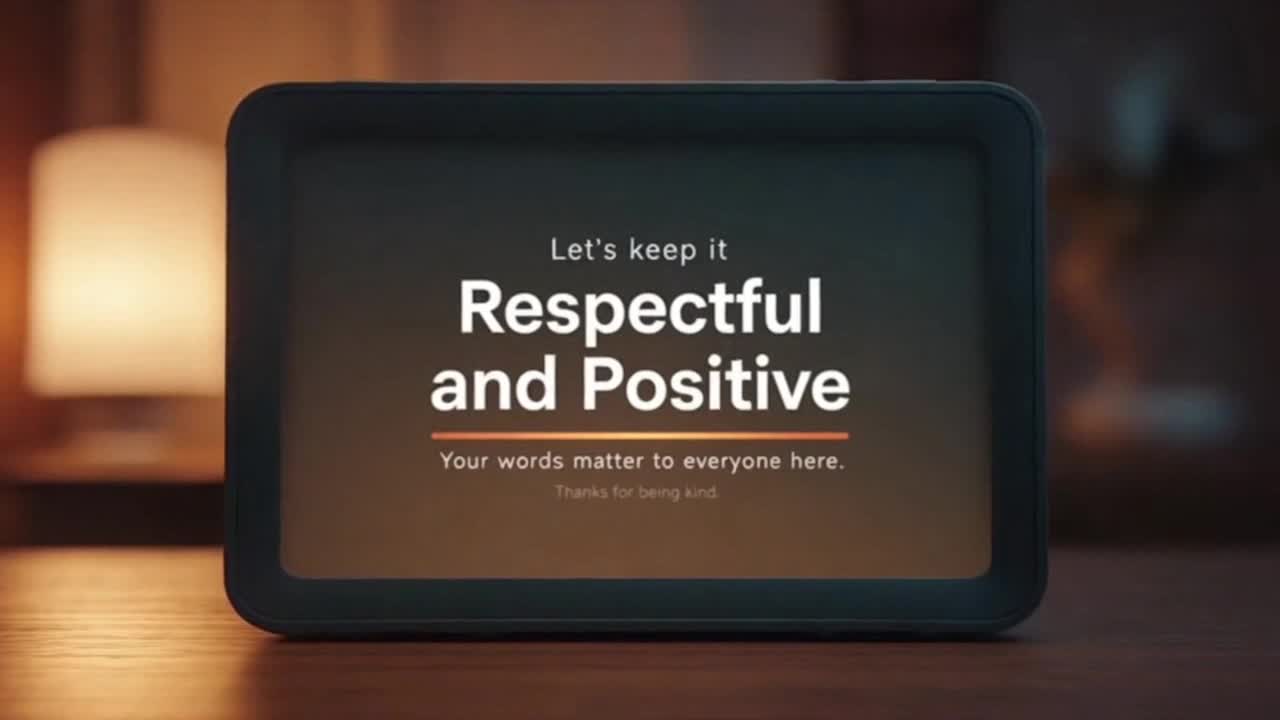 Friendly Community Reminder Encouraging Positive and Respectful Conversations Online