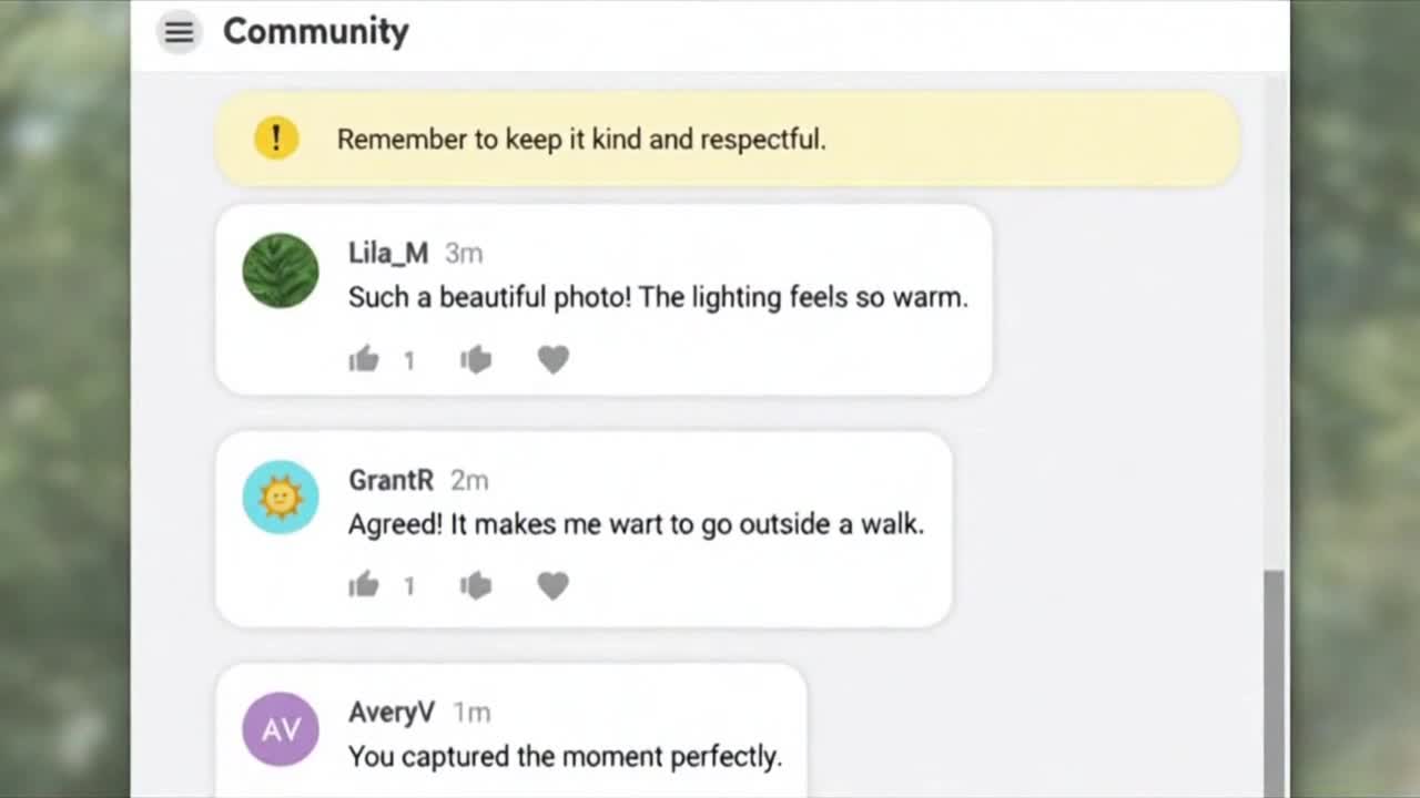 Friendly Community Reminder Encouraging Respectful and Family Safe Comments Online